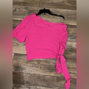 Glam one-shoulder top. Size Large. Hot pink. Like new.